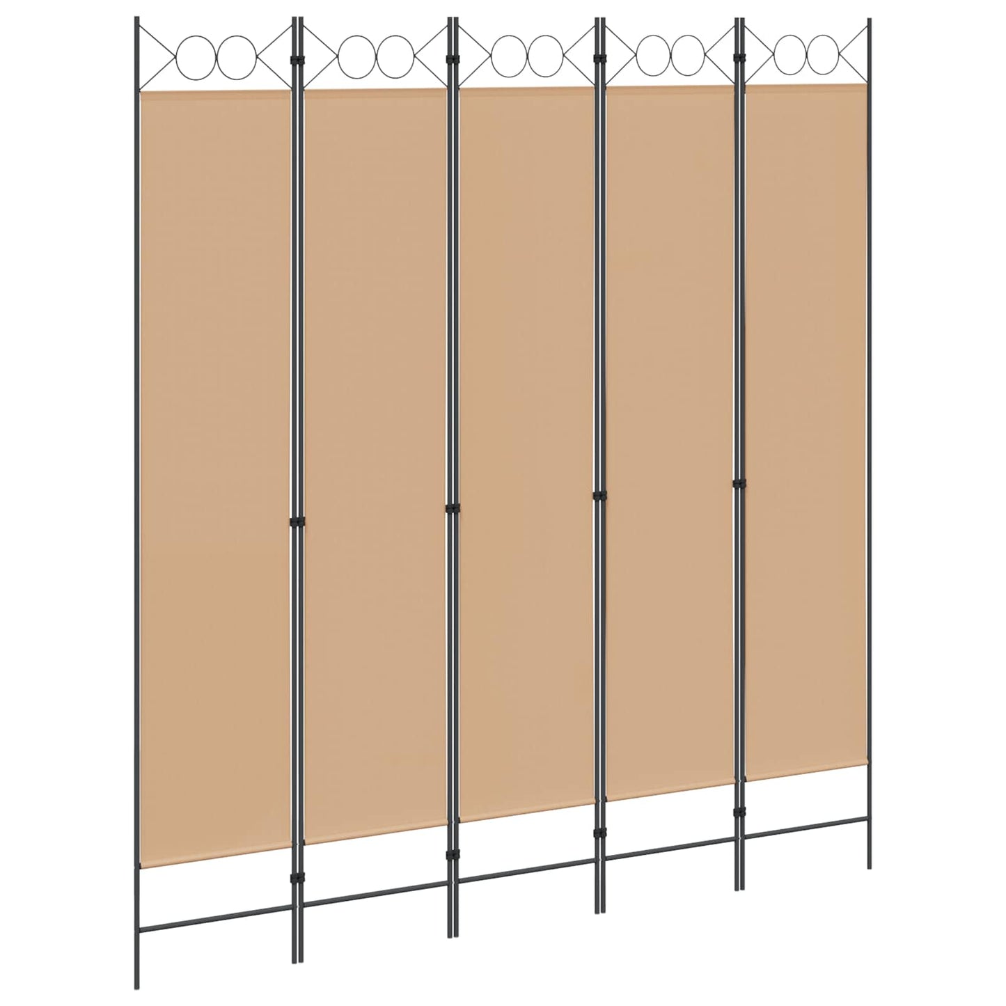 5-Panel Room Divider Beige 200 x 220 cm Stof is nu te koop bij PeponiXL, paradijselijk wonen!