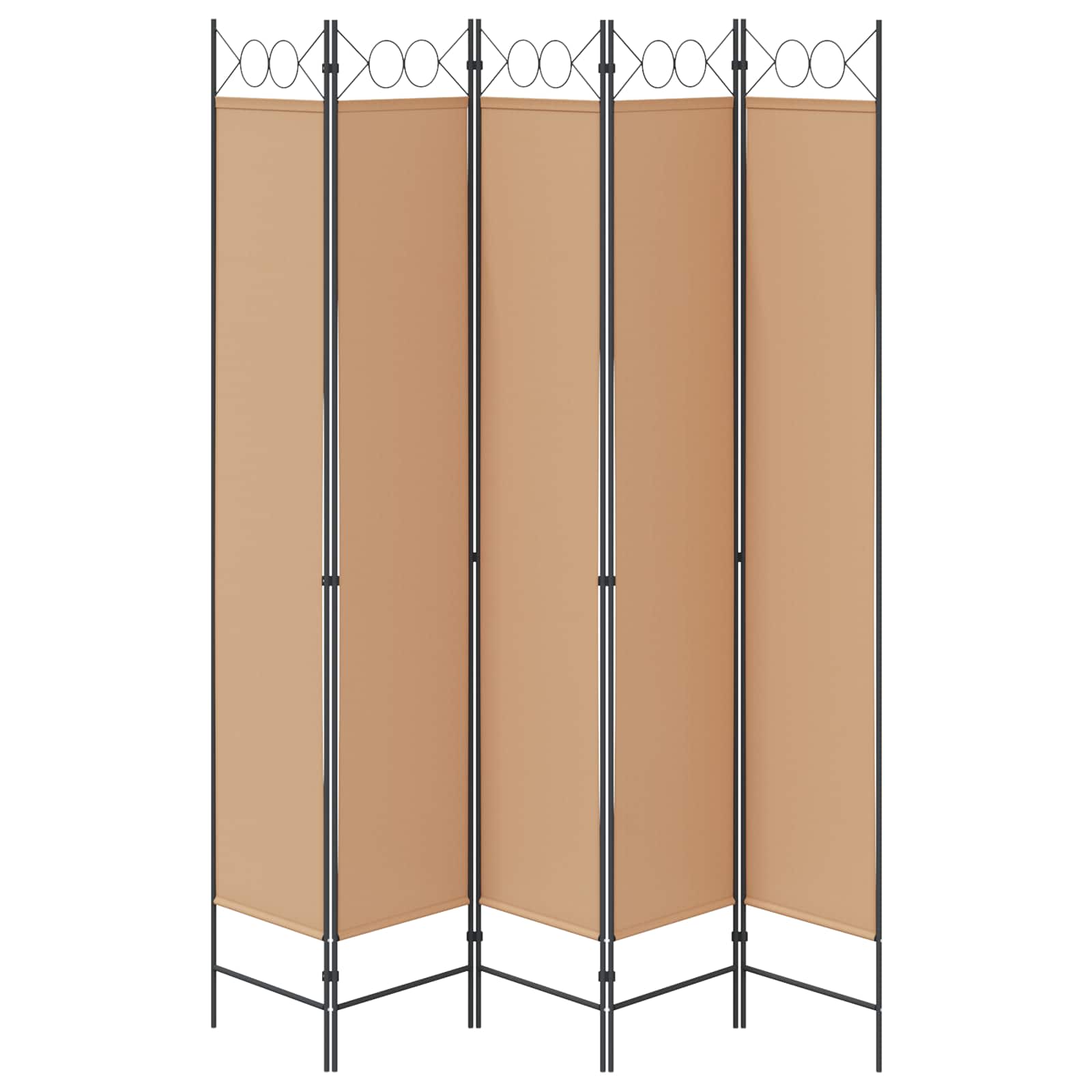 5-Panel Room Divider Beige 200 x 220 cm Stof is nu te koop bij PeponiXL, paradijselijk wonen!