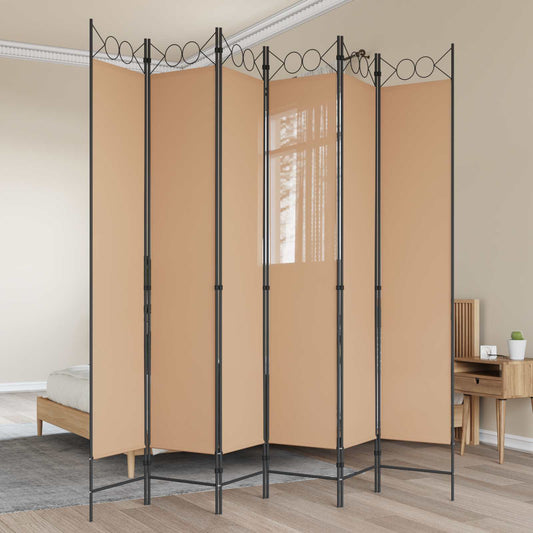 6-Panelen Kamerscherm Beige 240 x 220 cm Stof is nu te koop bij PeponiXL, paradijselijk wonen!