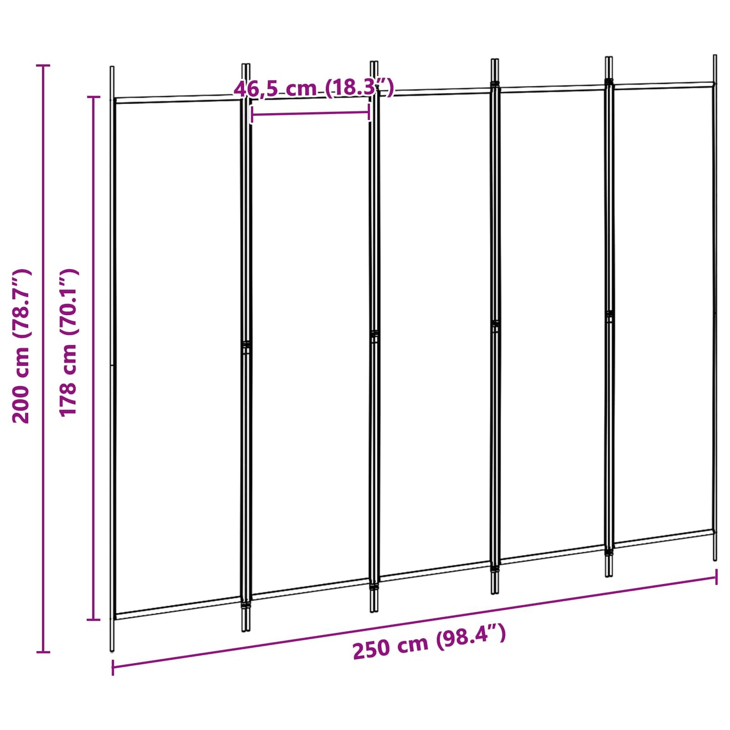 5-Panel Room Divider Beige 250 x 200 cm Stof is nu te koop bij PeponiXL, paradijselijk wonen!