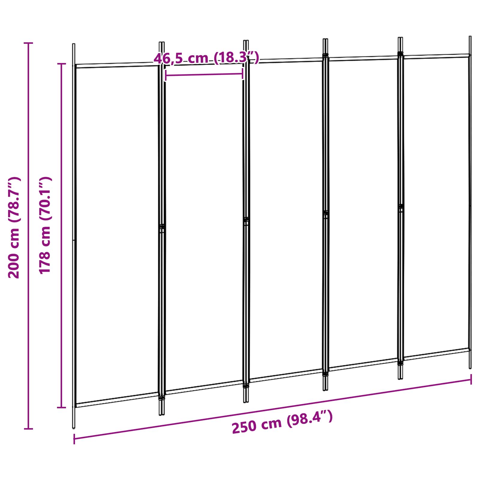 5-Panel Room Divider Beige 250 x 200 cm Stof is nu te koop bij PeponiXL, paradijselijk wonen!