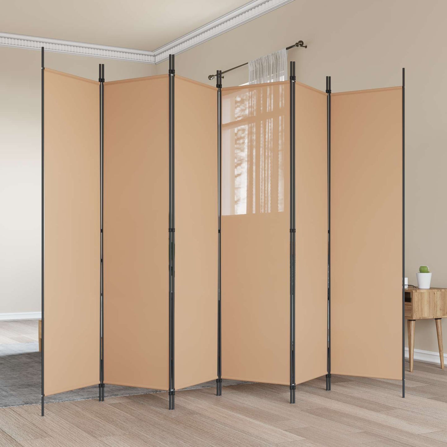6-Panelen Kamerscherm Beige 300 x 200 cm Stof is nu te koop bij PeponiXL, paradijselijk wonen!