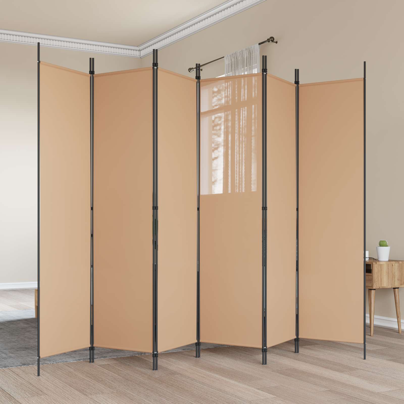 6-Panelen Kamerscherm Beige 300 x 200 cm Stof is nu te koop bij PeponiXL, paradijselijk wonen!