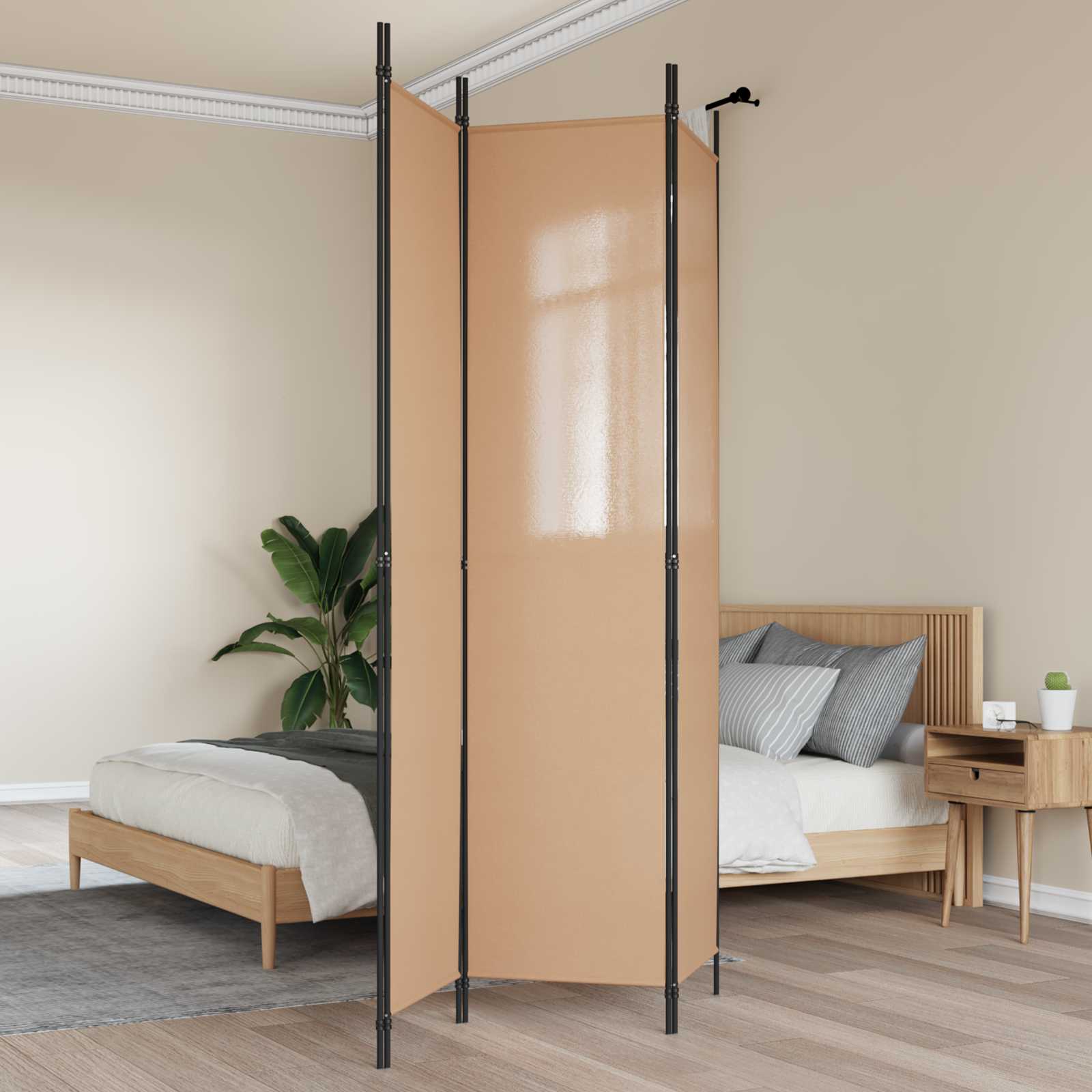 3-Panel Room Divider Beige 150 x 220 cm Stof is nu te koop bij PeponiXL, paradijselijk wonen!