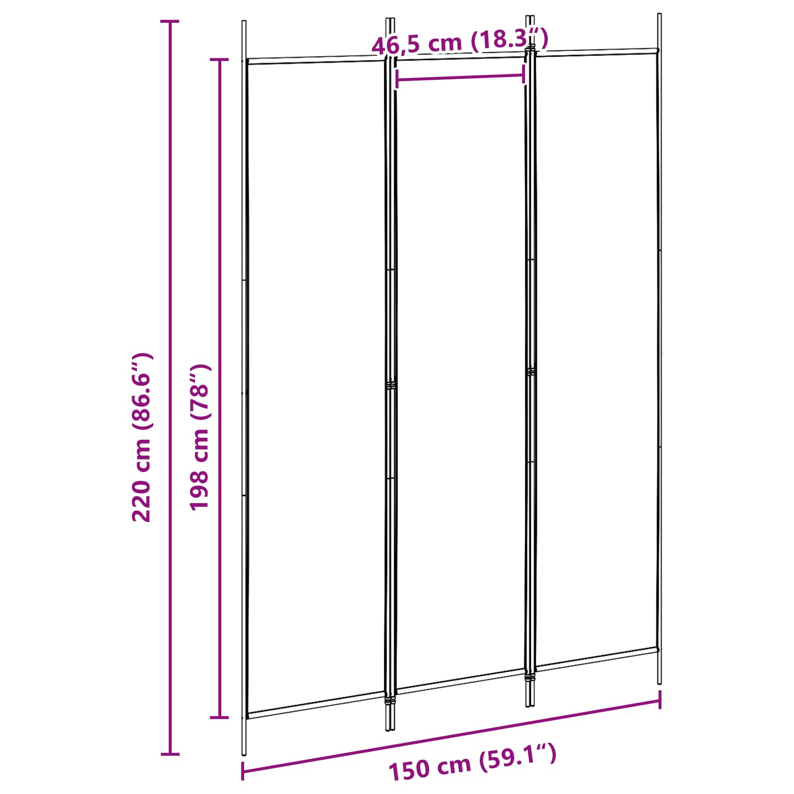 3-Panel Room Divider Beige 150 x 220 cm Stof is nu te koop bij PeponiXL, paradijselijk wonen!