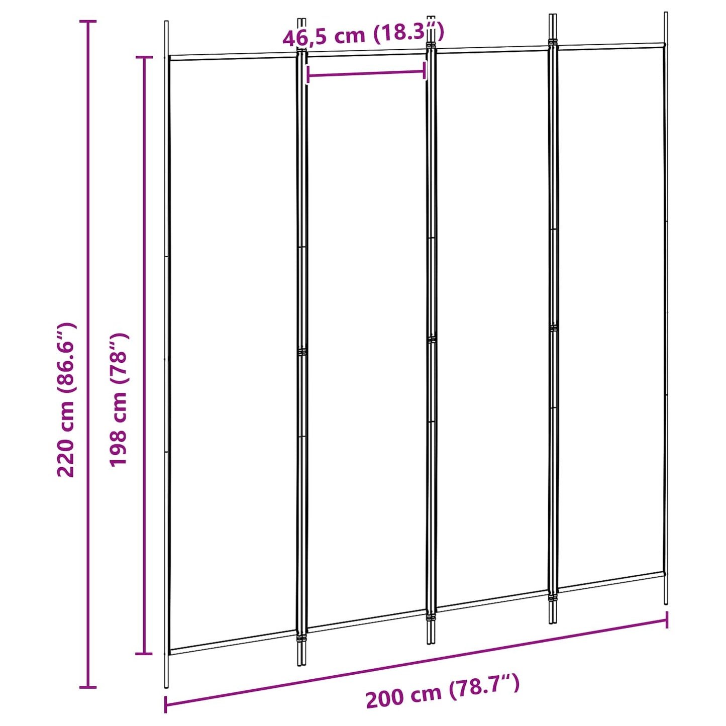 4-panelen roomdivider Beige 200 x 220 cm Stof is nu te koop bij PeponiXL, paradijselijk wonen!