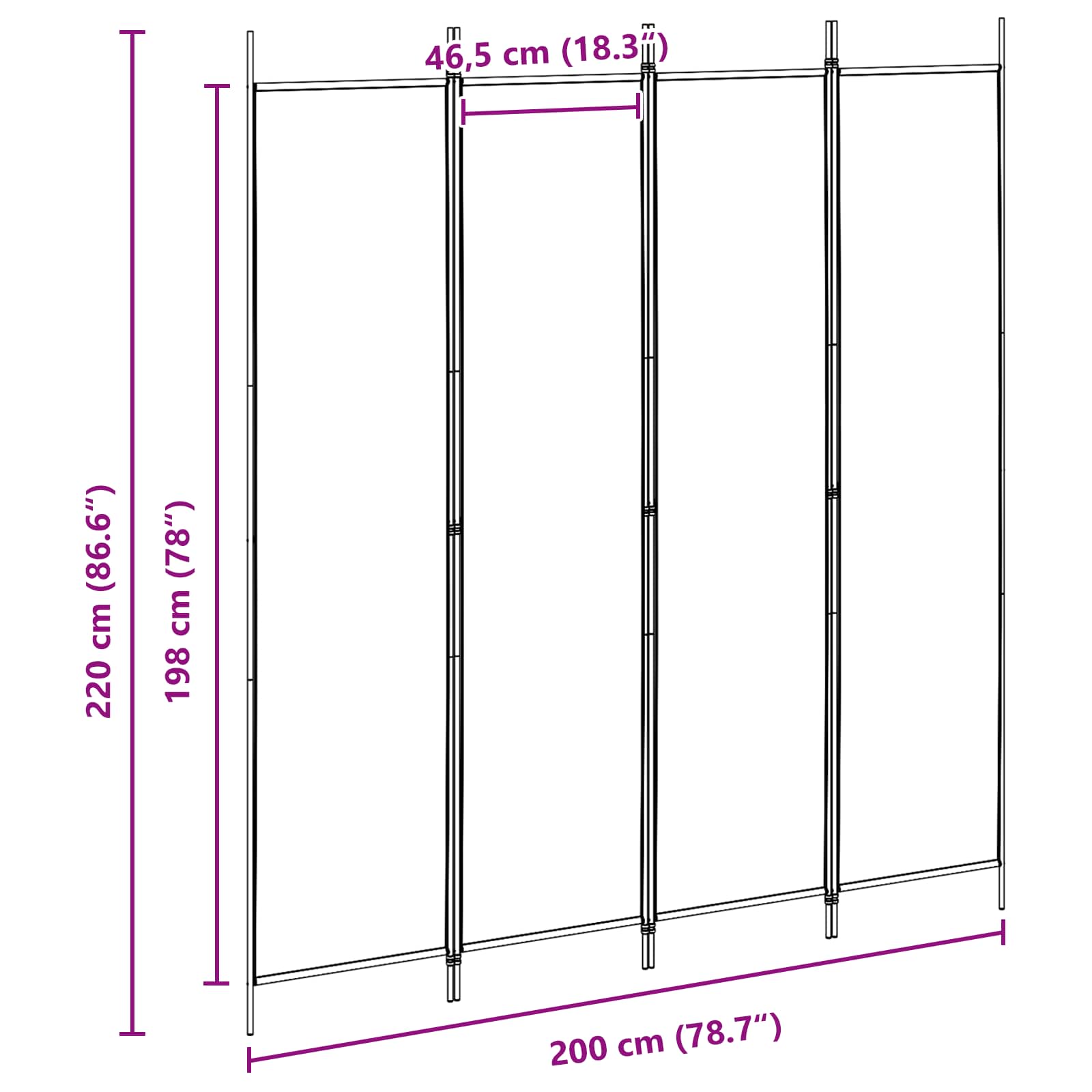 4-panelen roomdivider Beige 200 x 220 cm Stof is nu te koop bij PeponiXL, paradijselijk wonen!