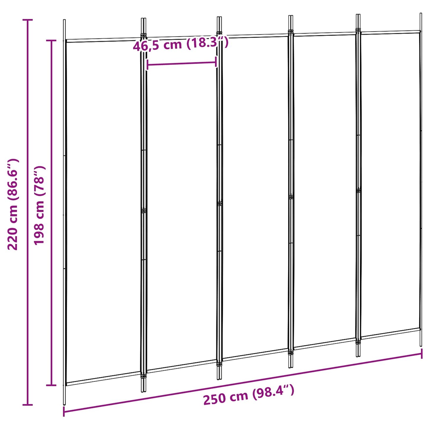 5-Panel Room Divider Beige 250 x 220 cm Stof is nu te koop bij PeponiXL, paradijselijk wonen!