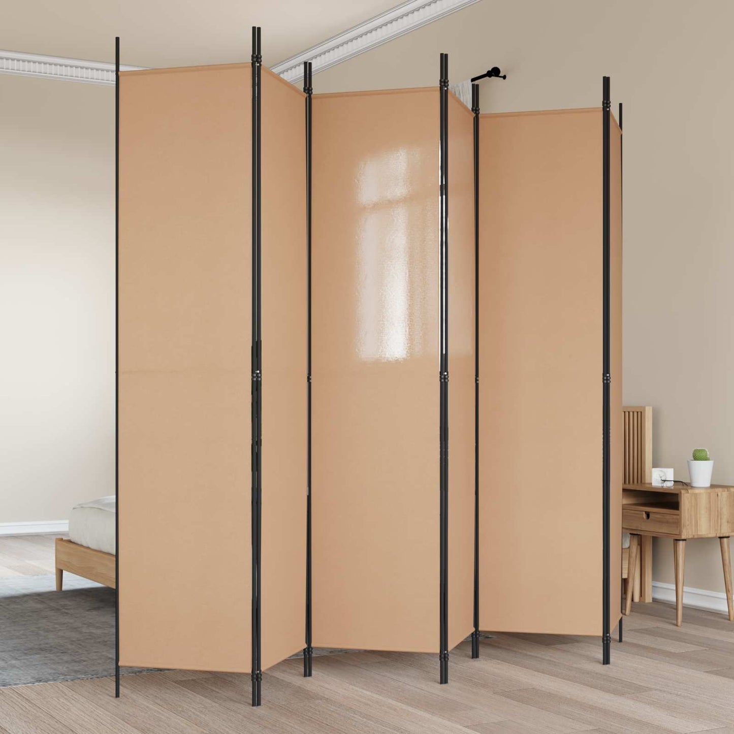 6-Panelen Kamerscherm Beige 300 x 220 cm Stof is nu te koop bij PeponiXL, paradijselijk wonen!