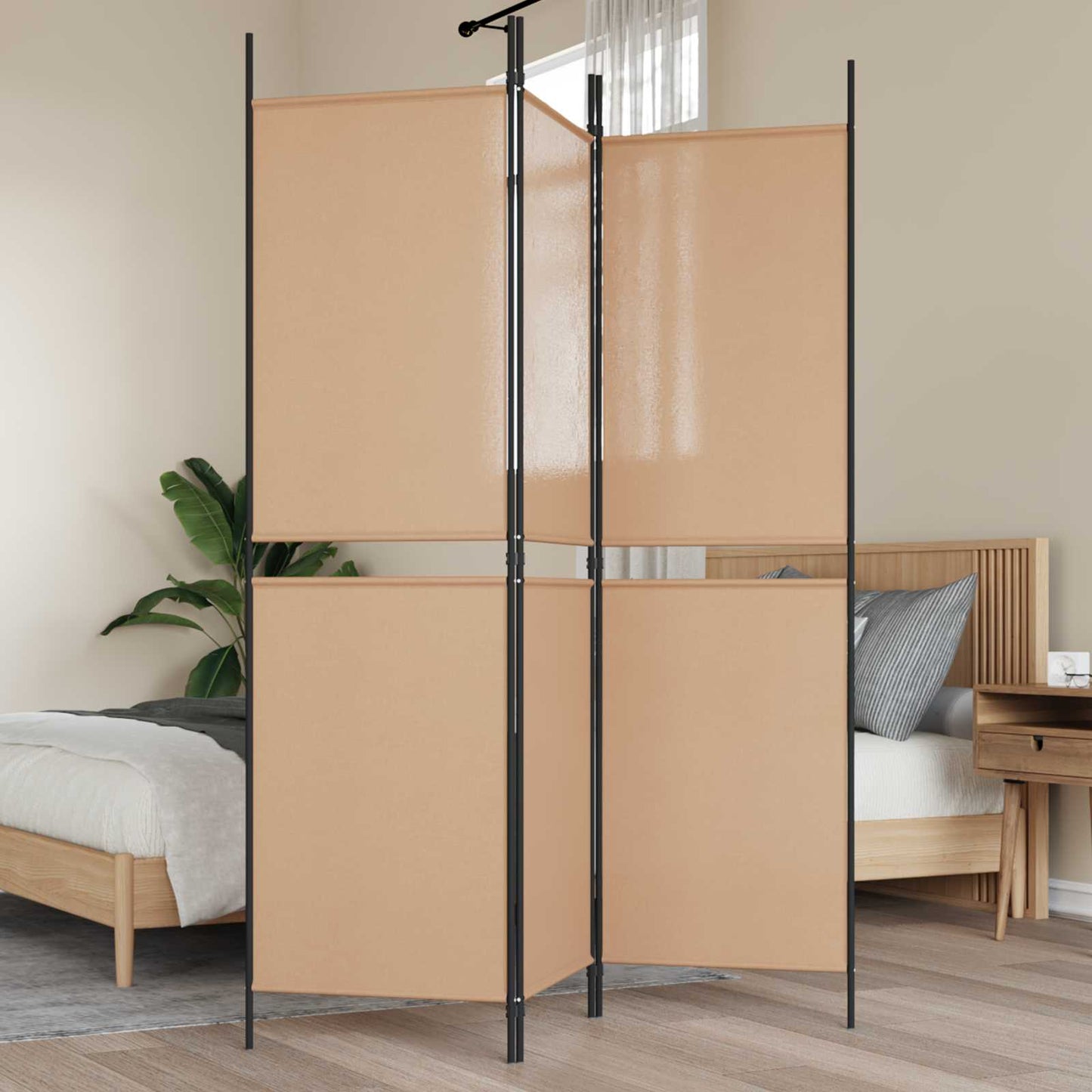 3-paneel kamerscherm Beige 150 x 180 cm Stof is nu te koop bij PeponiXL, paradijselijk wonen!