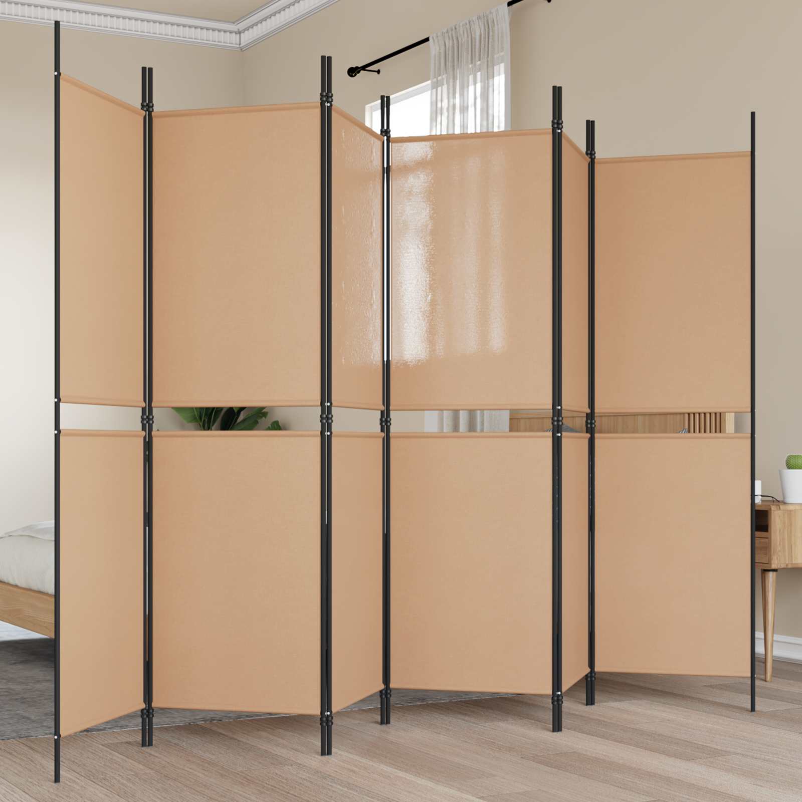 6-Panelen Kamerscherm Beige 300 x 180 cm Stof is nu te koop bij PeponiXL, paradijselijk wonen!