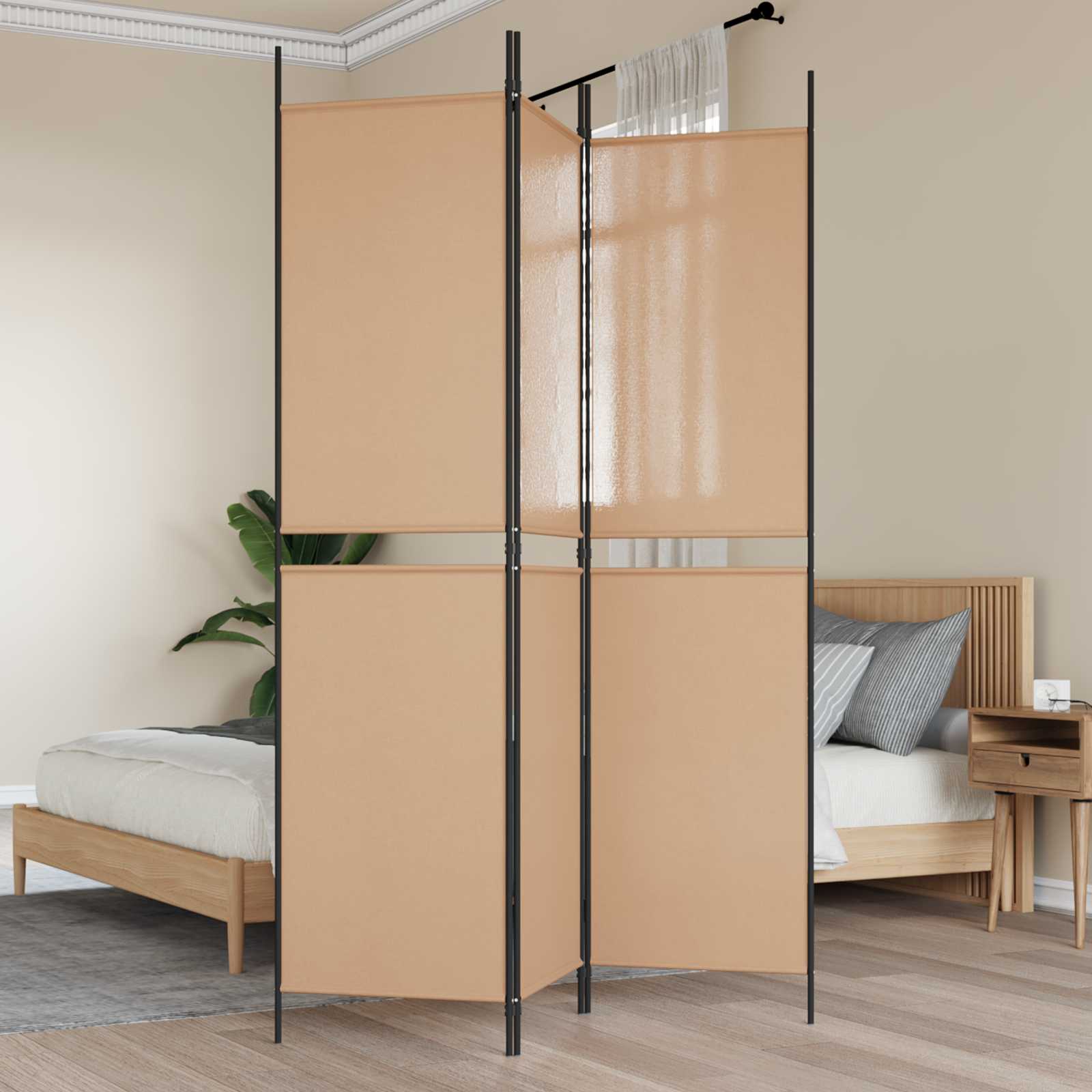 3-Panel Room Divider Beige 150 x 200 cm Stof is nu te koop bij PeponiXL, paradijselijk wonen!