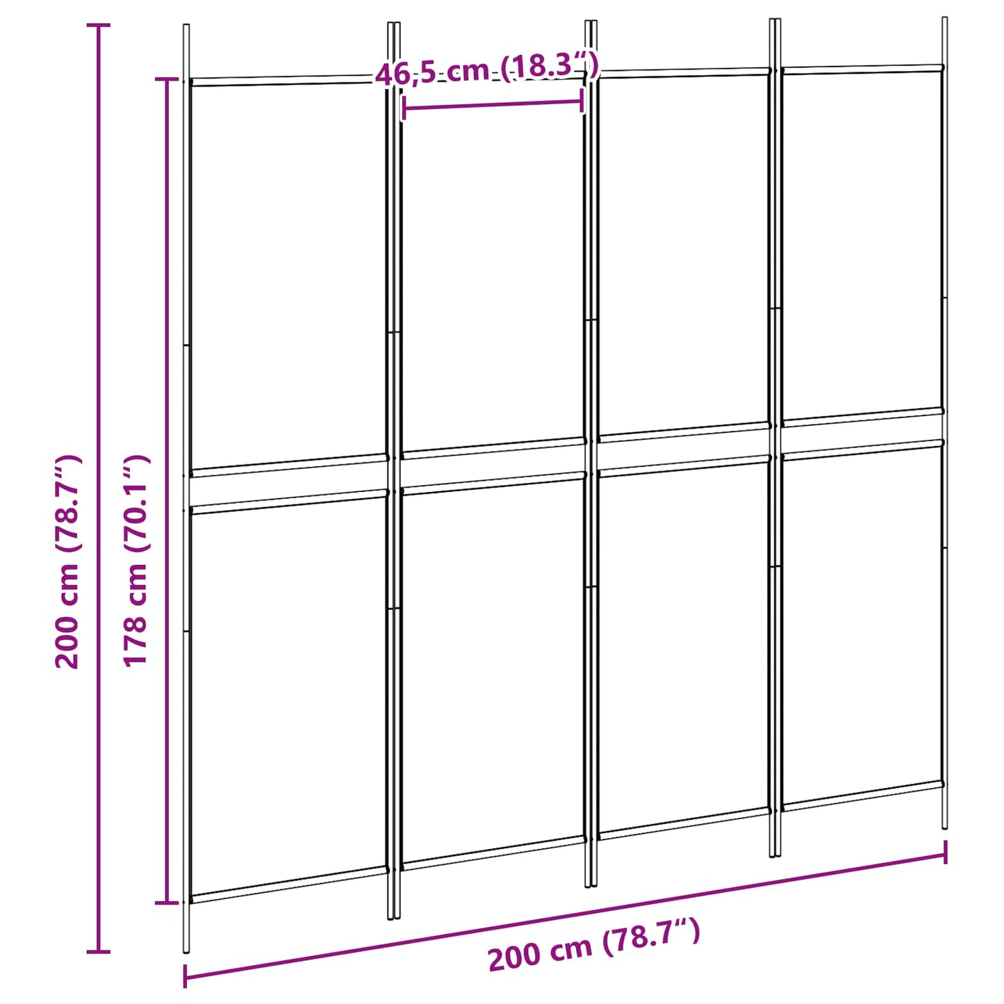 4-panelen kamerscherm Beige 200 x 200 cm Stof is nu te koop bij PeponiXL, paradijselijk wonen!