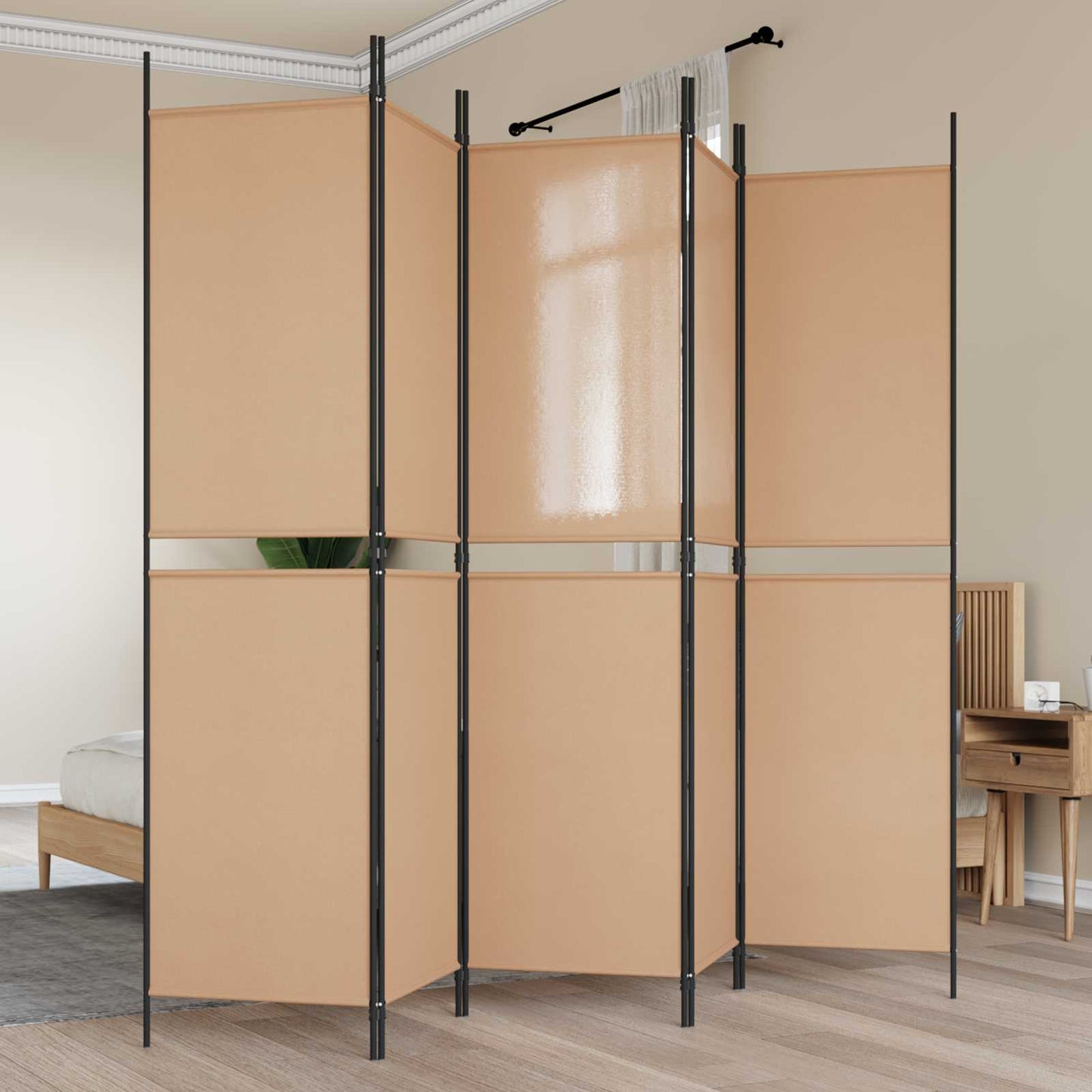 5-panelen kamerscherm Beige 250 x 200 cm Stof is nu te koop bij PeponiXL, paradijselijk wonen!
