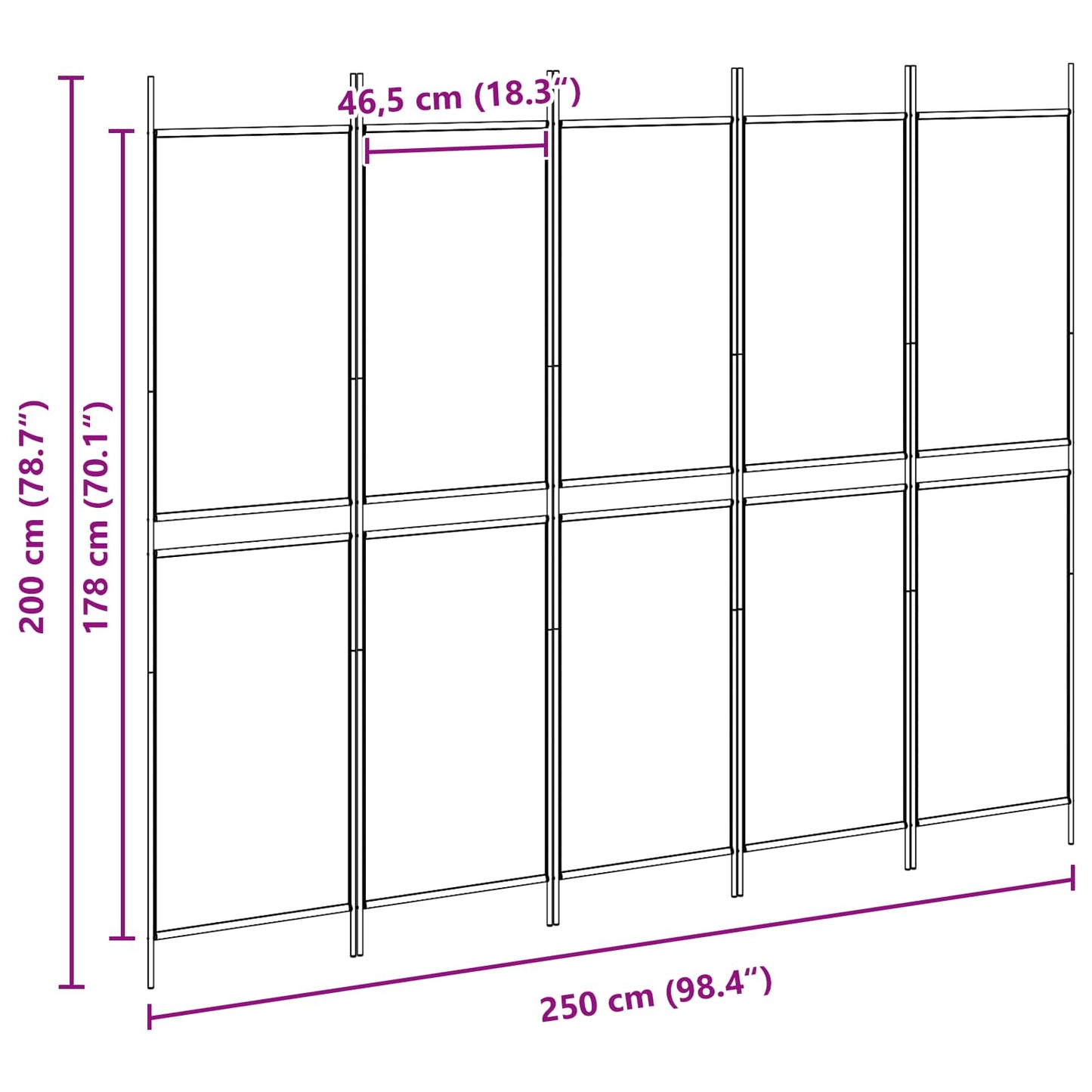 5-panelen kamerscherm Beige 250 x 200 cm Stof is nu te koop bij PeponiXL, paradijselijk wonen!