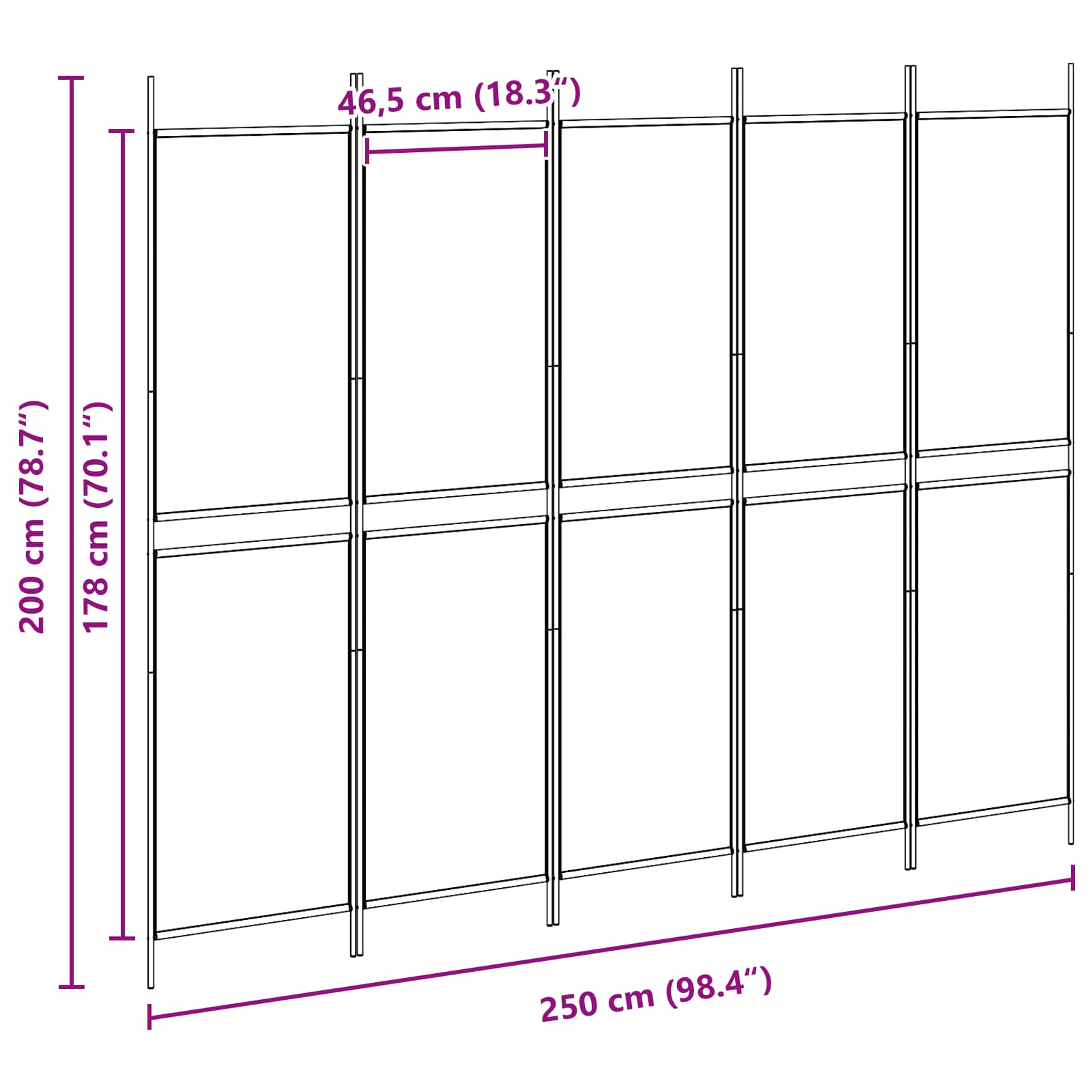 5-panelen kamerscherm Beige 250 x 200 cm Stof is nu te koop bij PeponiXL, paradijselijk wonen!
