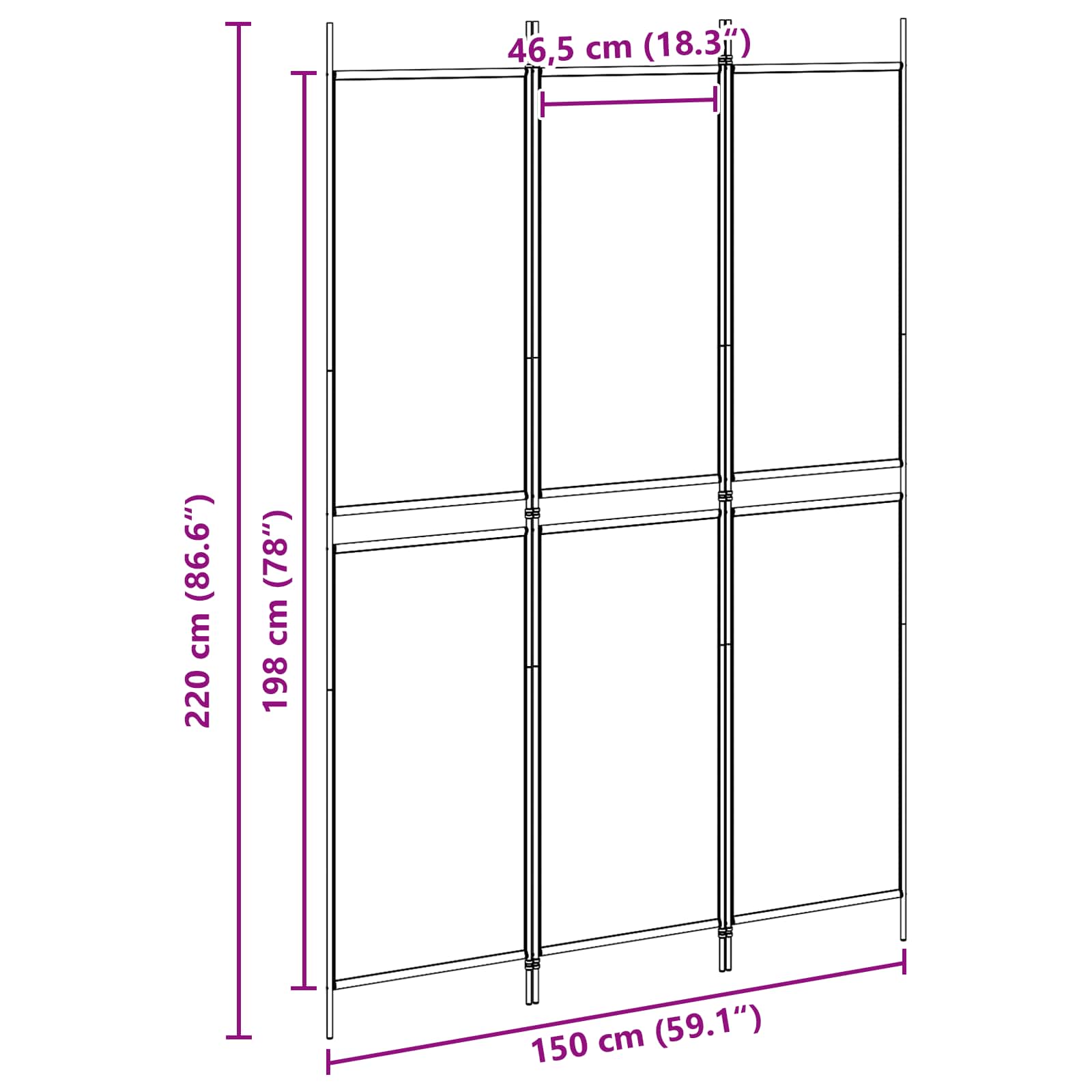 3-Panel Room Divider Beige 150 x 220 cm Stof is nu te koop bij PeponiXL, paradijselijk wonen!