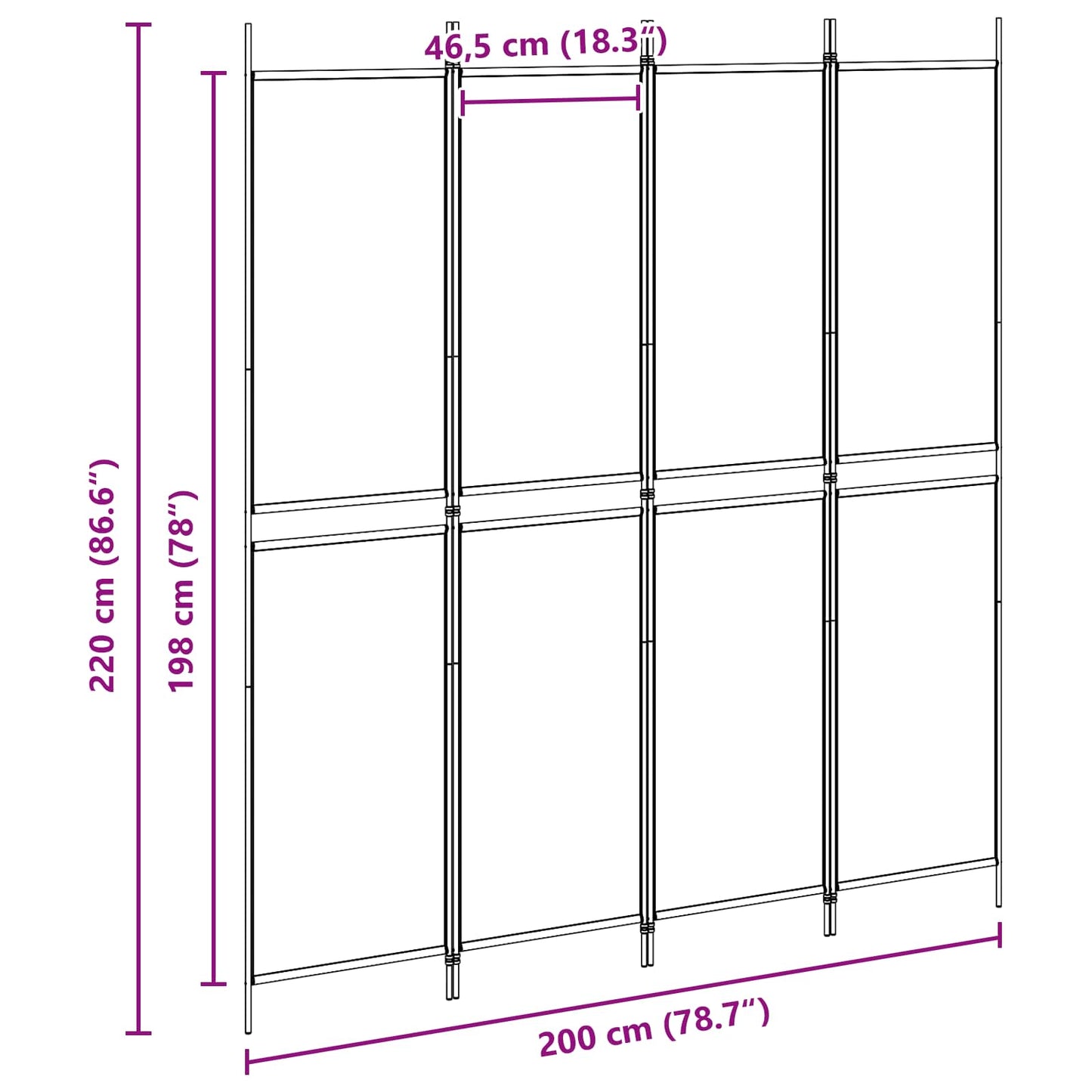 4-panelen roomdivider Beige 200 x 220 cm Stof is nu te koop bij PeponiXL, paradijselijk wonen!