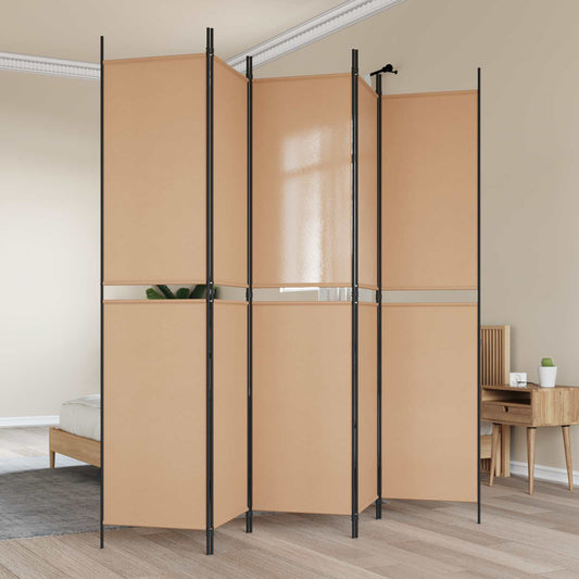 5-Panel Room Divider Beige 250 x 220 cm Stof is nu te koop bij PeponiXL, paradijselijk wonen!