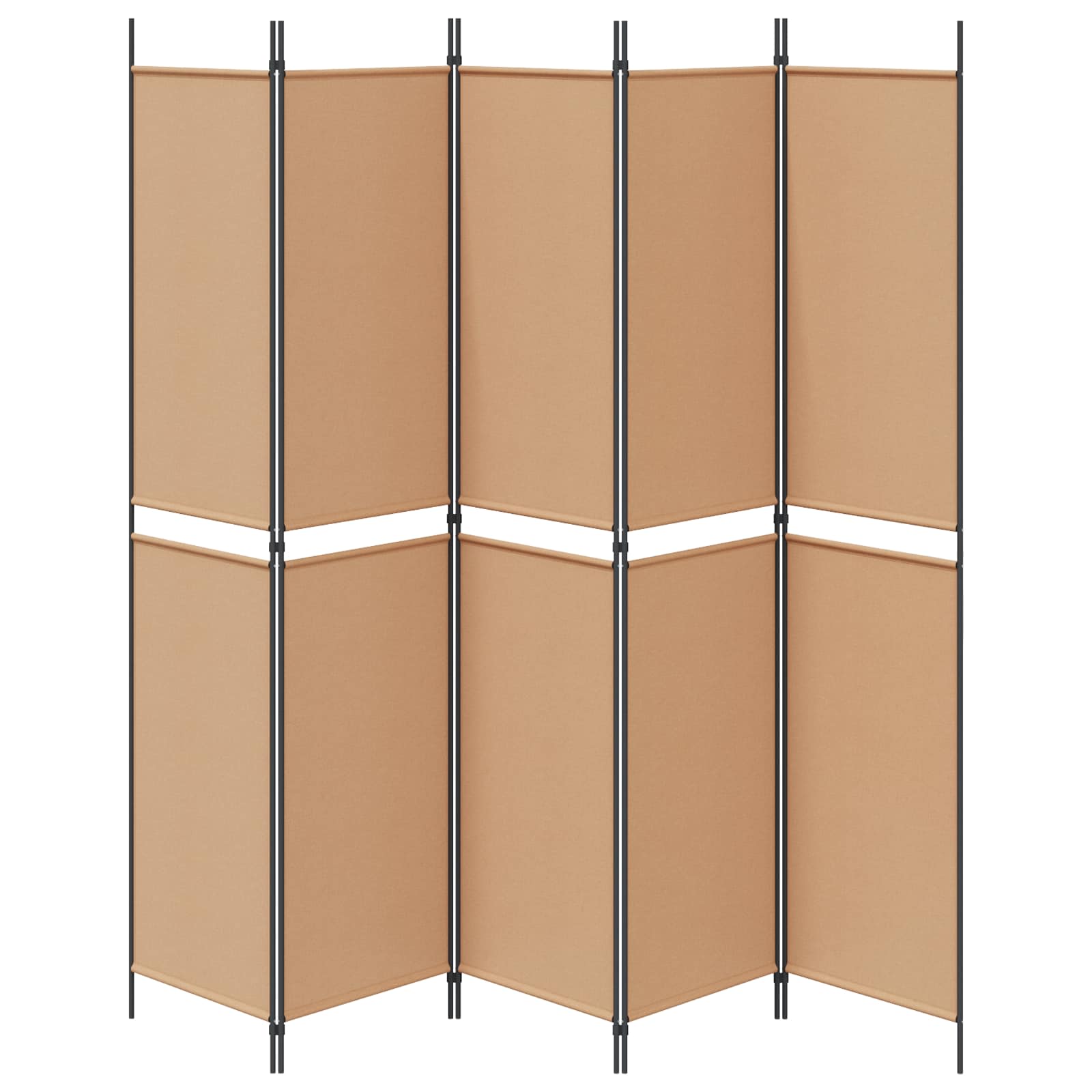 5-Panel Room Divider Beige 250 x 220 cm Stof is nu te koop bij PeponiXL, paradijselijk wonen!