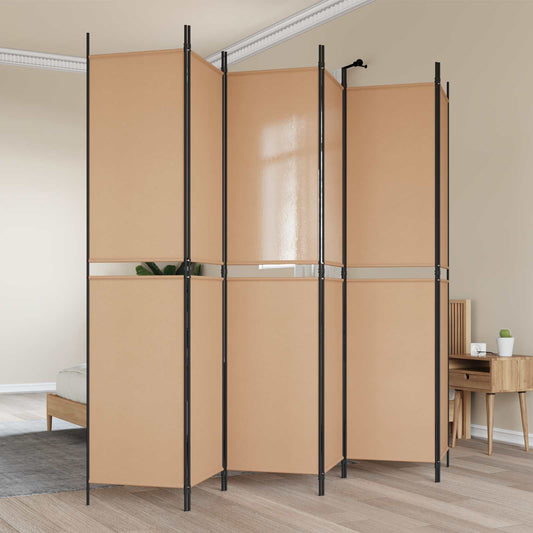 6-Panelen Kamerscherm Beige 300 x 220 cm Stof is nu te koop bij PeponiXL, paradijselijk wonen!