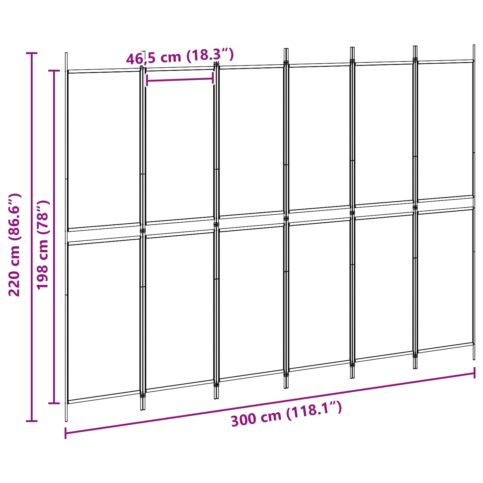 6-Panelen Kamerscherm Beige 300 x 220 cm Stof is nu te koop bij PeponiXL, paradijselijk wonen!