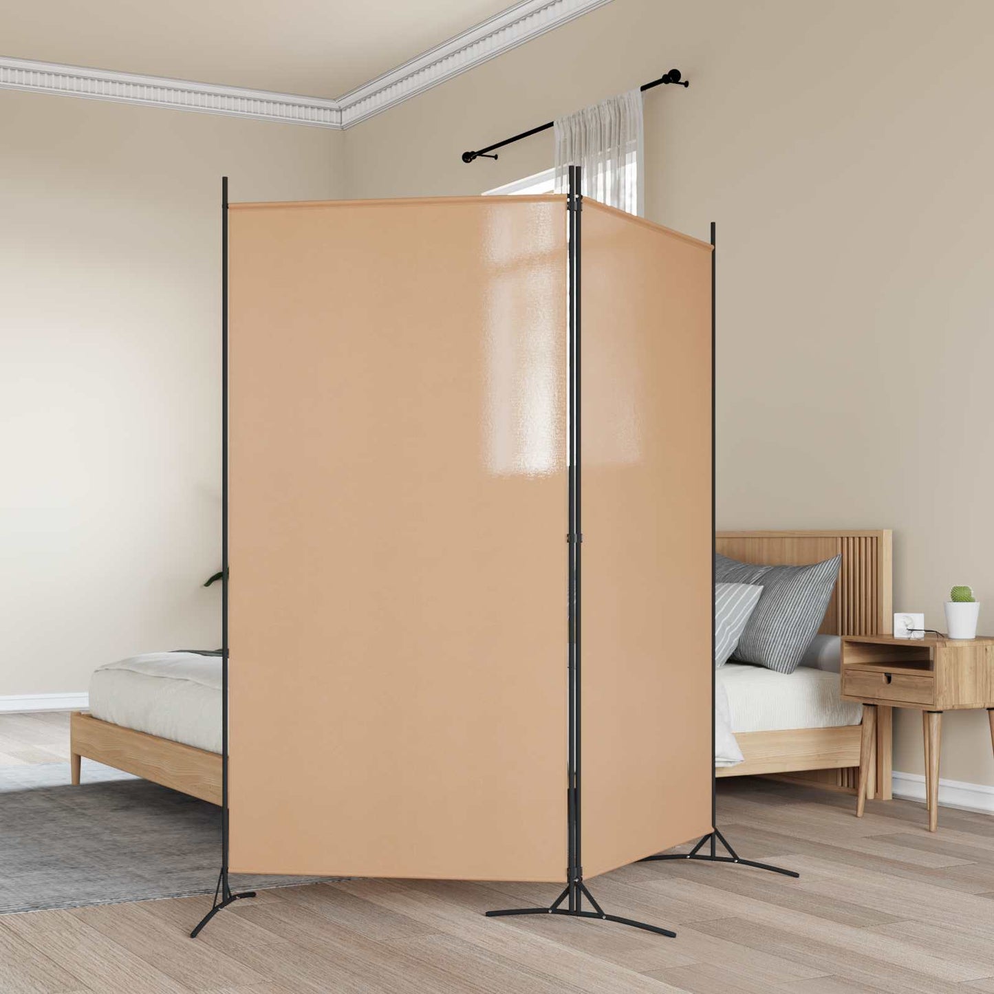 2-Panelen Kamerscherm Beige 175 x 180 cm Stof is nu te koop bij PeponiXL, paradijselijk wonen!
