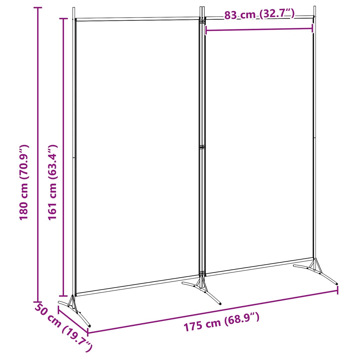 2-Panelen Kamerscherm Beige 175 x 180 cm Stof is nu te koop bij PeponiXL, paradijselijk wonen!