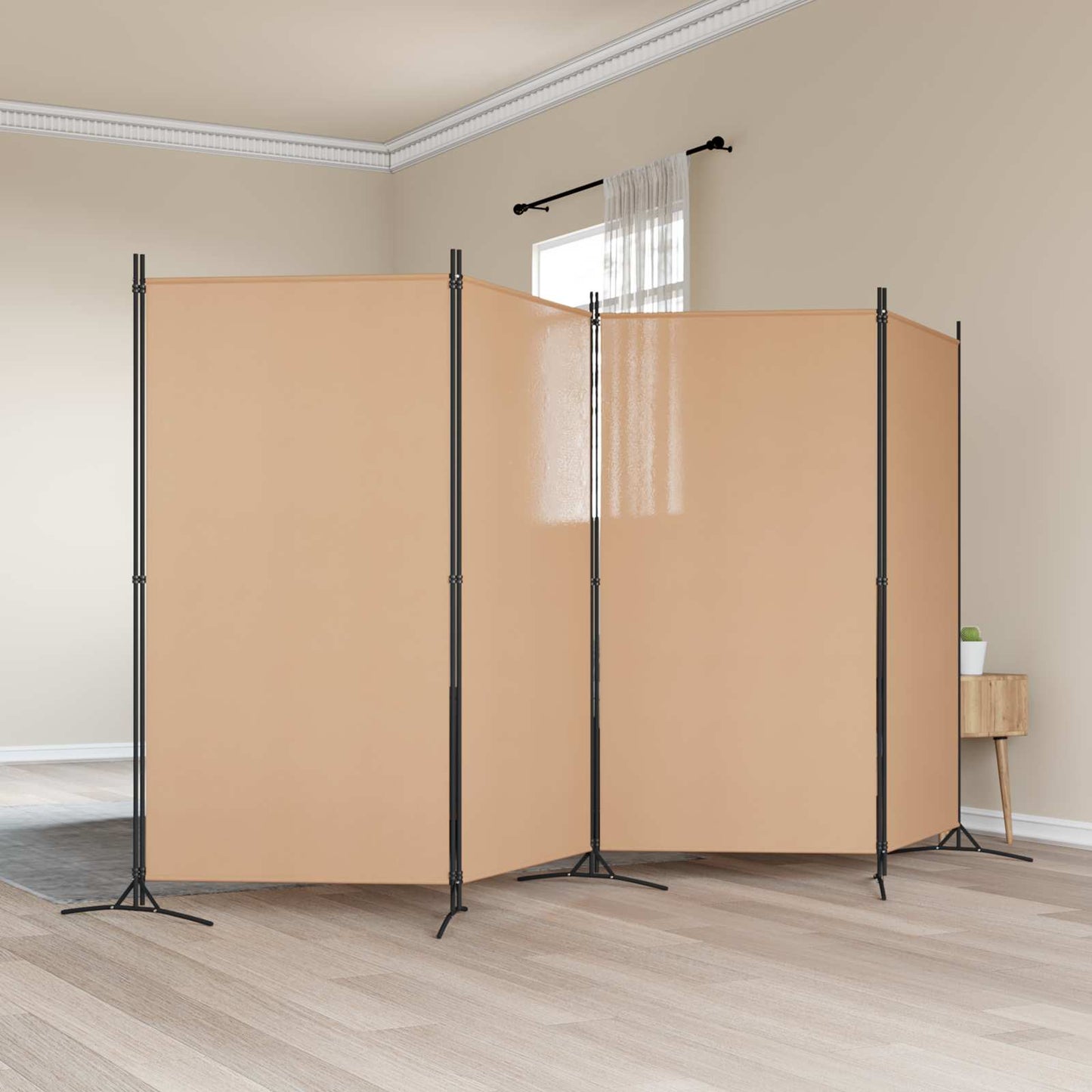 4-panelen roomdivider Beige 346 x 180 cm Stof is nu te koop bij PeponiXL, paradijselijk wonen!
