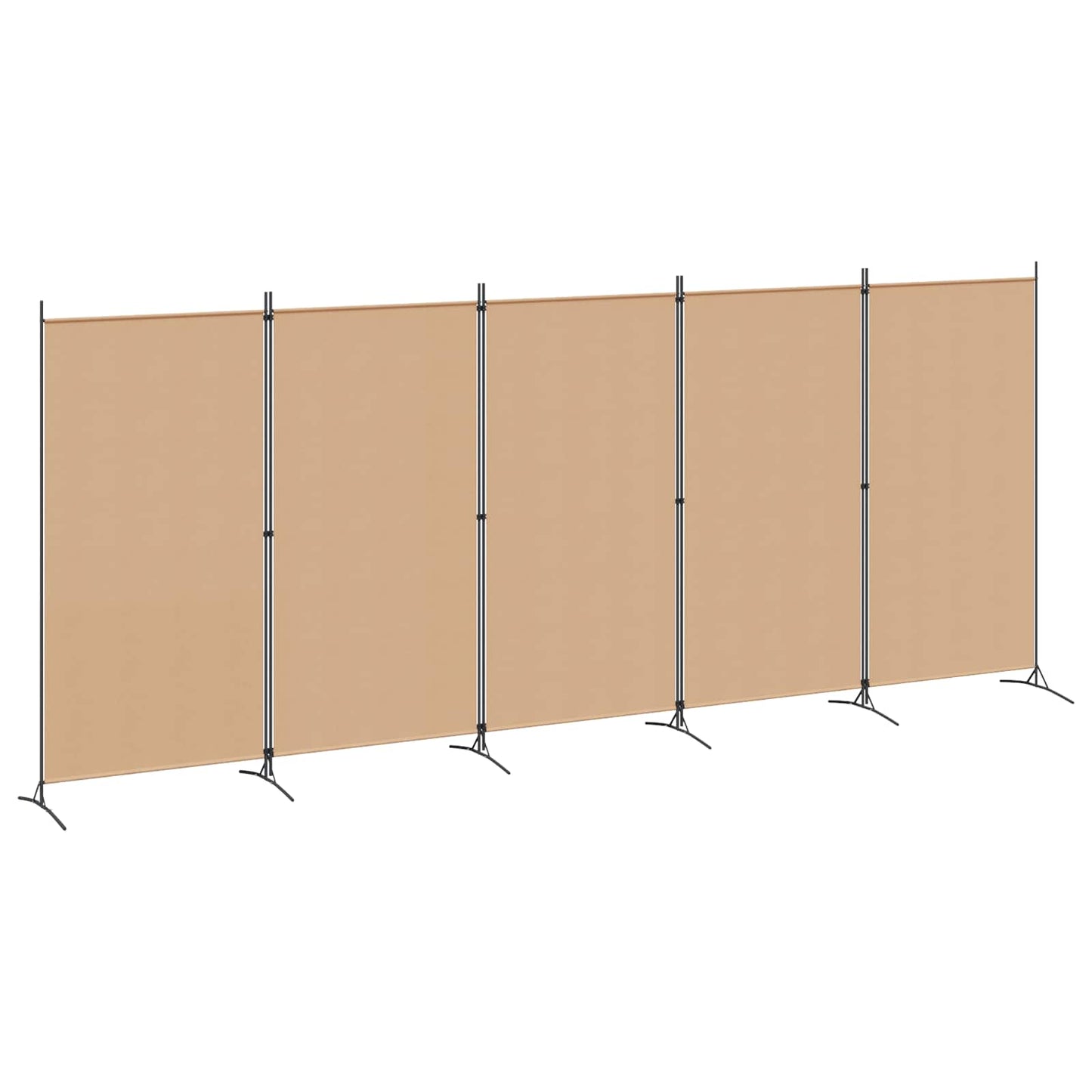 5-Panel Room Divider Beige 433 x 180 cm Stof is nu te koop bij PeponiXL, paradijselijk wonen!