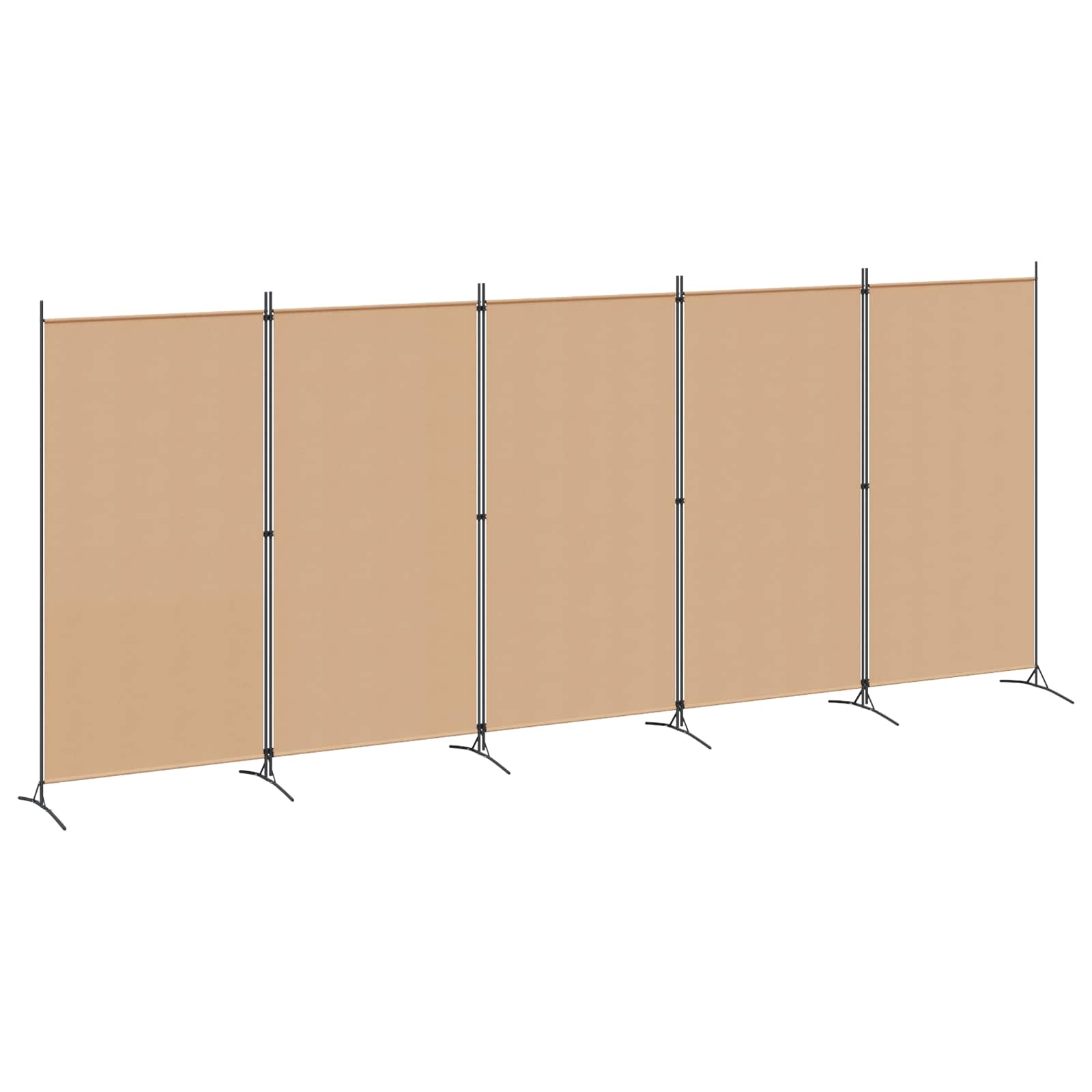 5-Panel Room Divider Beige 433 x 180 cm Stof is nu te koop bij PeponiXL, paradijselijk wonen!