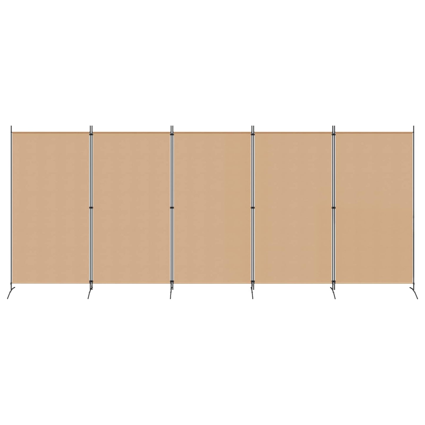 5-Panel Room Divider Beige 433 x 180 cm Stof is nu te koop bij PeponiXL, paradijselijk wonen!