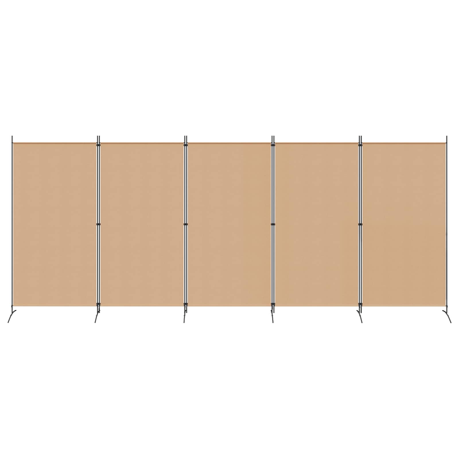 5-Panel Room Divider Beige 433 x 180 cm Stof is nu te koop bij PeponiXL, paradijselijk wonen!