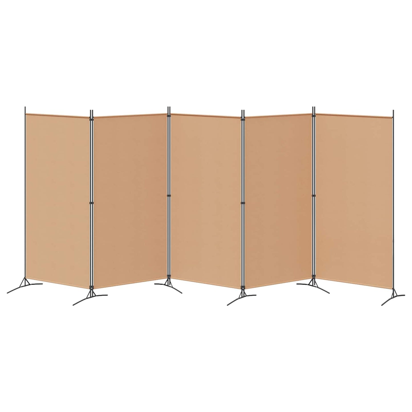 5-Panel Room Divider Beige 433 x 180 cm Stof is nu te koop bij PeponiXL, paradijselijk wonen!