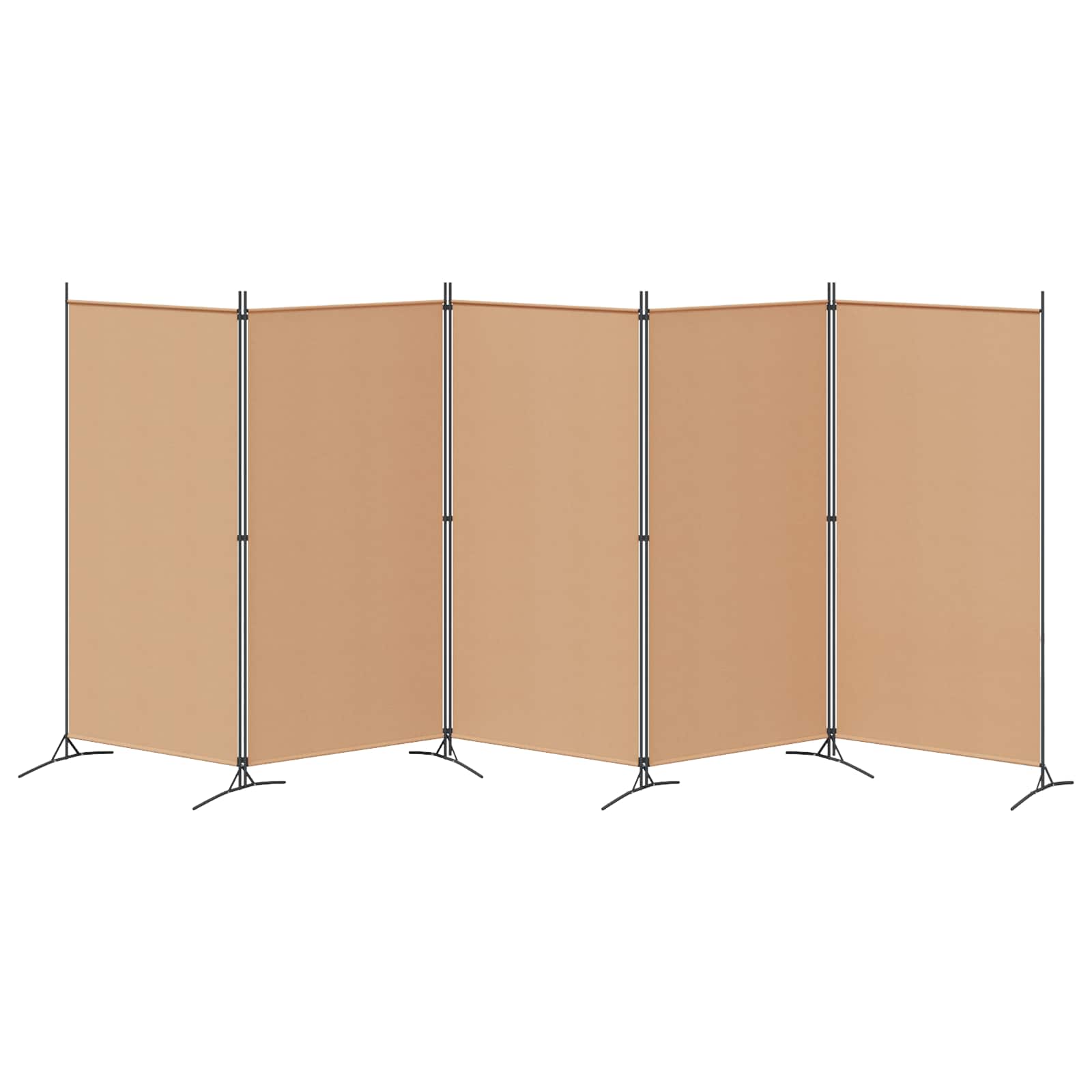 5-Panel Room Divider Beige 433 x 180 cm Stof is nu te koop bij PeponiXL, paradijselijk wonen!