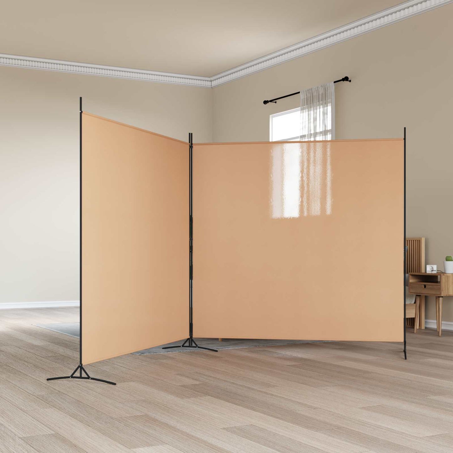 2-Panelen Kamerscherm Beige 348 x 180 cm Stof is nu te koop bij PeponiXL, paradijselijk wonen!