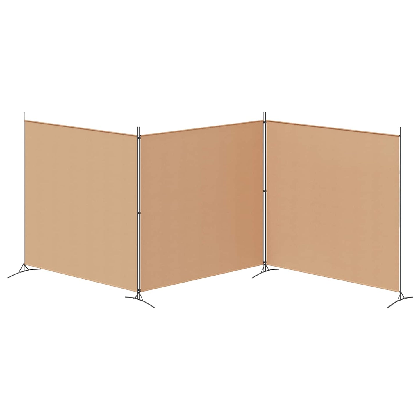 4-panelen roomdivider Beige 525 x 180 cm Stof is nu te koop bij PeponiXL, paradijselijk wonen!