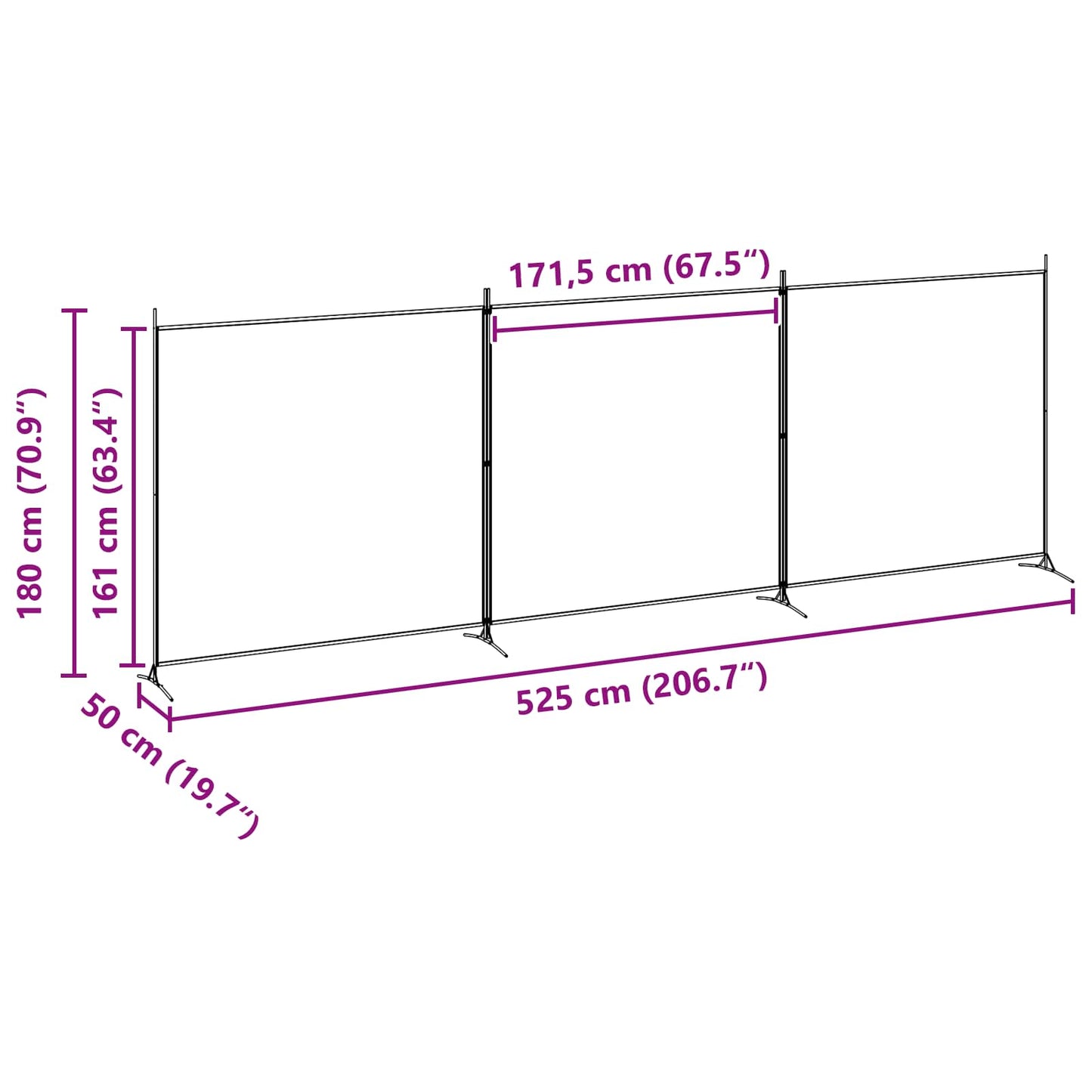 4-panelen roomdivider Beige 525 x 180 cm Stof is nu te koop bij PeponiXL, paradijselijk wonen!