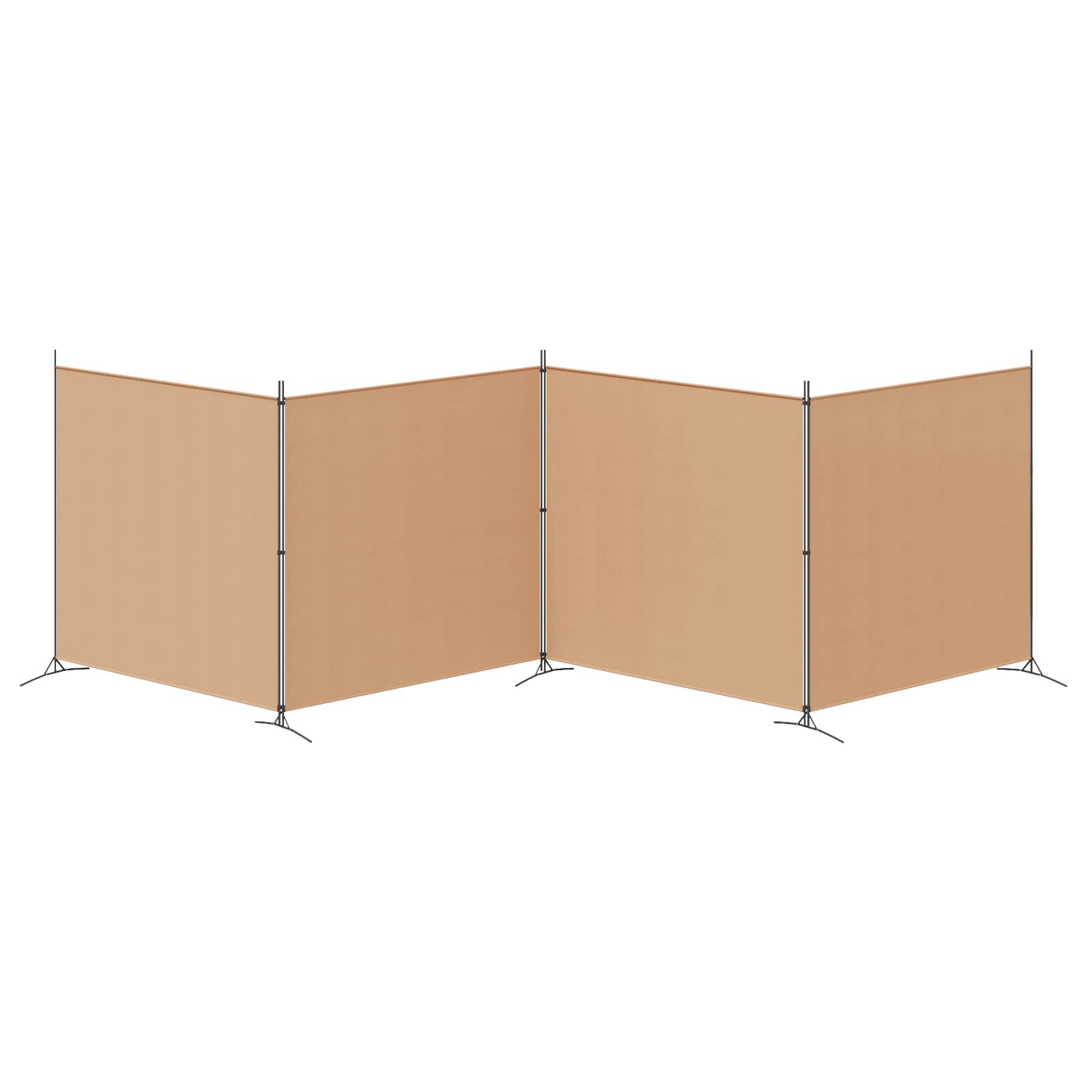 4-panelen roomdivider Beige 698 x 180 cm Stof is nu te koop bij PeponiXL, paradijselijk wonen!
