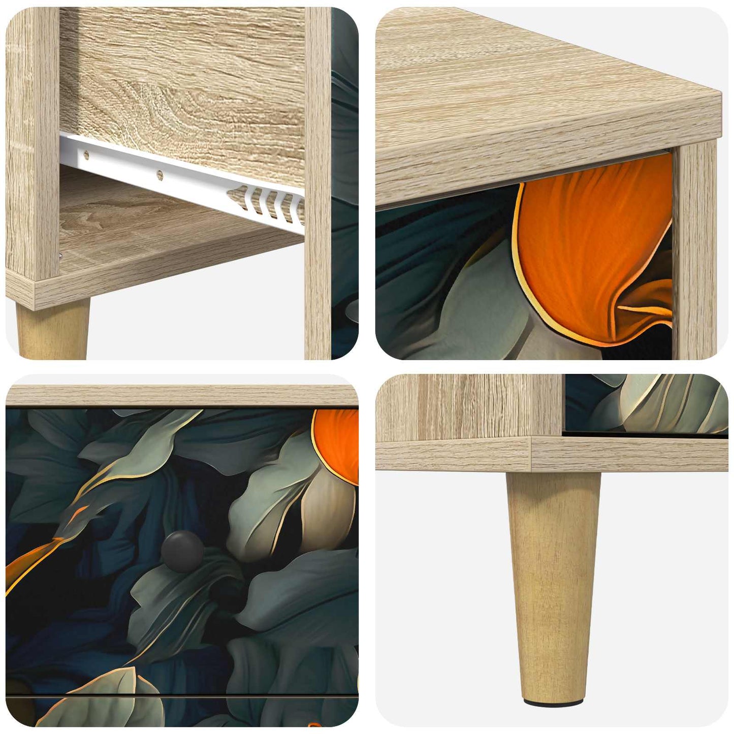 Ladekast LOCHEM Oranje print 66 x 36,5 x 75 cm Bewerkt hout