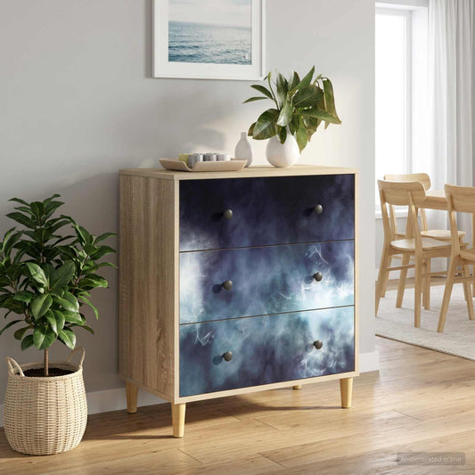 Ladekast RAALTE Blauwe marmerprint 66 x 36,5 x 75 cm Sonoma is nu te koop bij PeponiXL, paradijselijk wonen!