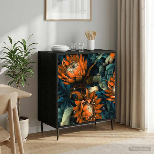Ladekast LOCHEM Oranje print 66 x 36,5 x 76 cm Bewerkt hout is nu te koop bij PeponiXL, paradijselijk wonen!
