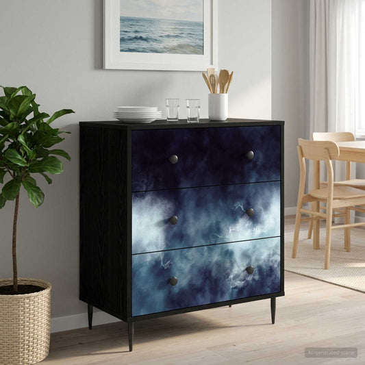 Ladekast RAALTE Blauwe marmerprint 66 x 36,5 x 76 cm is nu te koop bij PeponiXL, paradijselijk wonen!