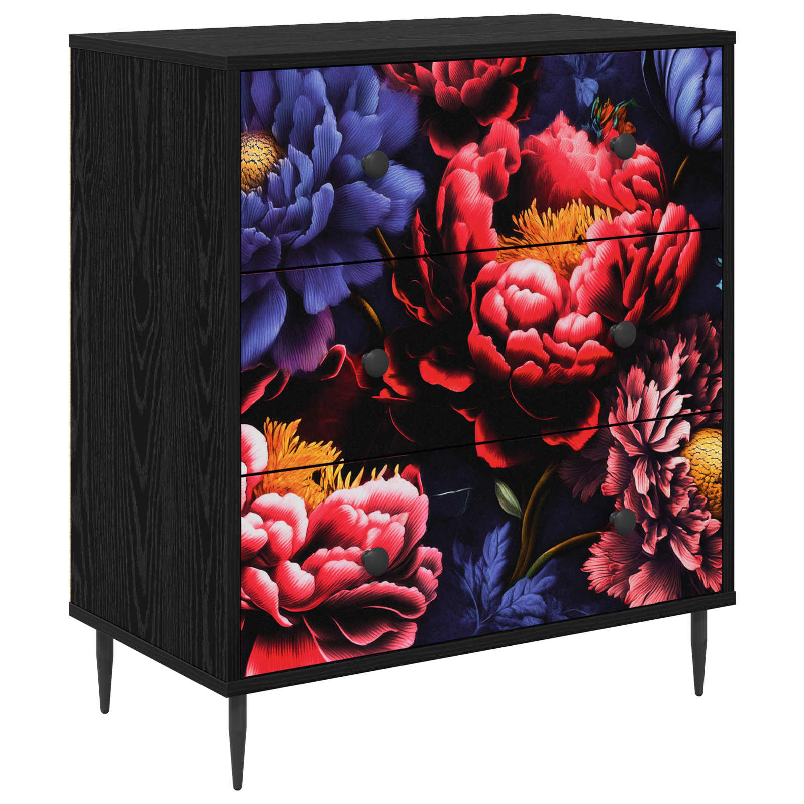 Ladekast KIEL Donker pioenroosprint 66 x 36,5 x 76 cm is nu te koop bij PeponiXL, paradijselijk wonen!