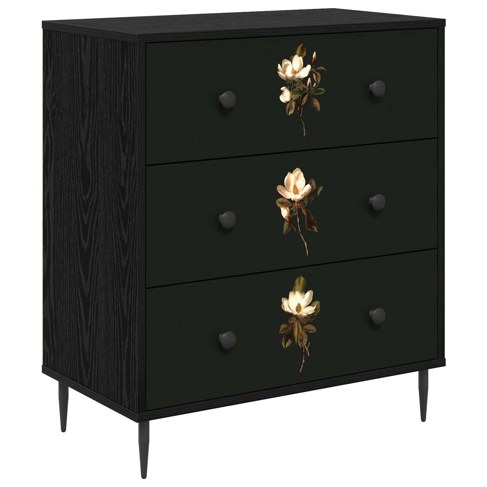 Ladekast BREMEN Magnolia print 66 x 36,5 x 76 cm Bewerkt hout is nu te koop bij PeponiXL, paradijselijk wonen!