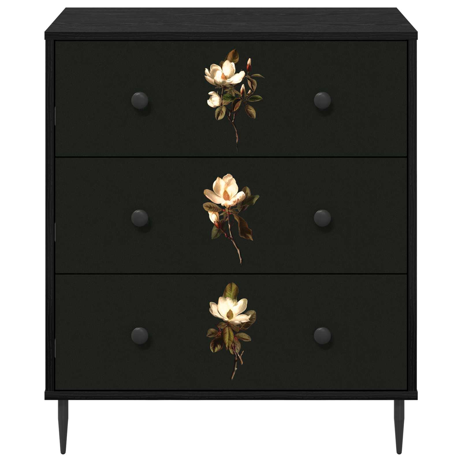 Ladekast BREMEN Magnolia print 66 x 36,5 x 76 cm Bewerkt hout is nu te koop bij PeponiXL, paradijselijk wonen!