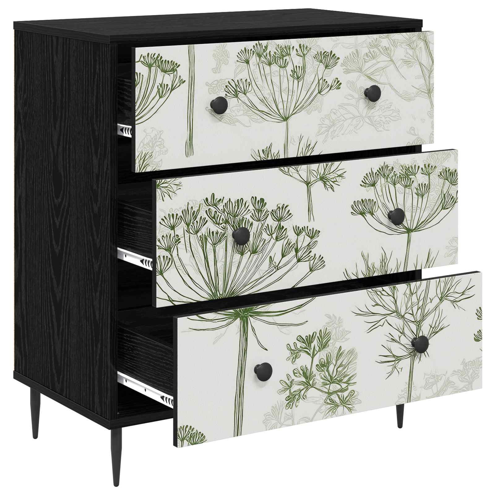 Ladekast GOTHA Groene boomprint 66 x 36,5 x 76 cm Bewerkt hout is nu te koop bij PeponiXL, paradijselijk wonen!