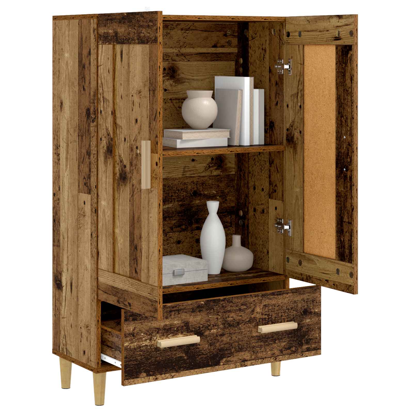 Hoge kast Oud hout 70 x 31 x 115 cm Bewerkt hout is nu te koop bij PeponiXL, paradijselijk wonen!