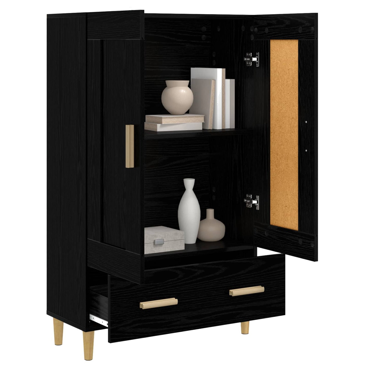 Hoge kast Zwart eiken 70 x 31 x 115 cm Bewerkt hout is nu te koop bij PeponiXL, paradijselijk wonen!