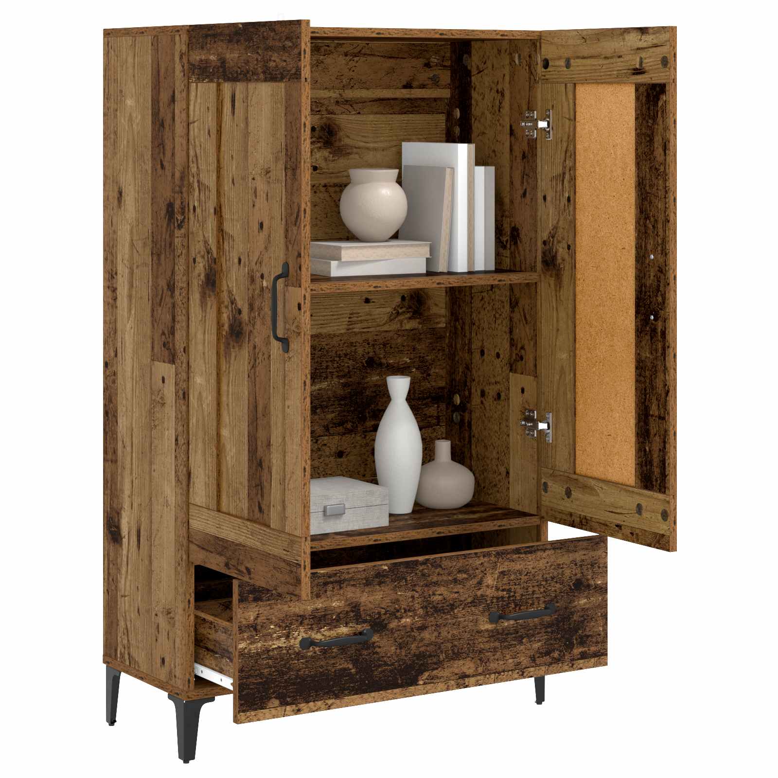 Hoge kast Oud hout 70 x 31 x 115 cm Bewerkt hout is nu te koop bij PeponiXL, paradijselijk wonen!